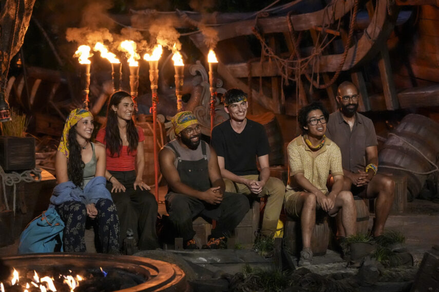 Jawan Pitts, Savannah Louie, Rizo Velovic, Jason Treul, Sophi Balerdi, and Nate Moore in 'Survivor 49' Episode 5